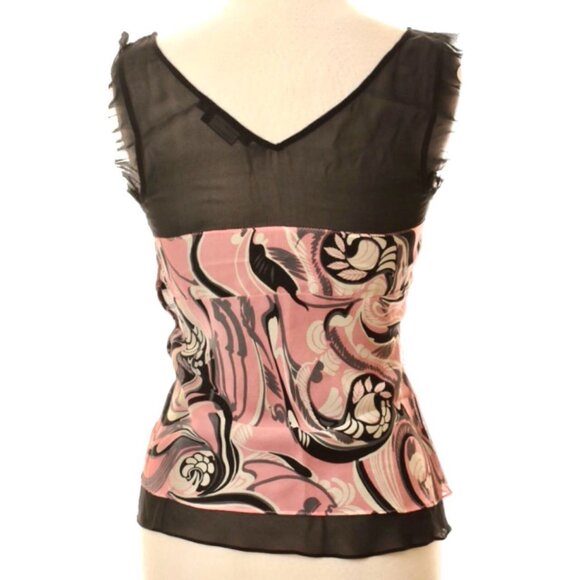 Silk Tank Blouse 70s Swirls - Picture 2 of 12